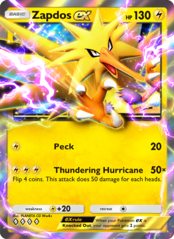 Zapdos ex 104/286 — Genetic Apex (English Pokémon TCG card)