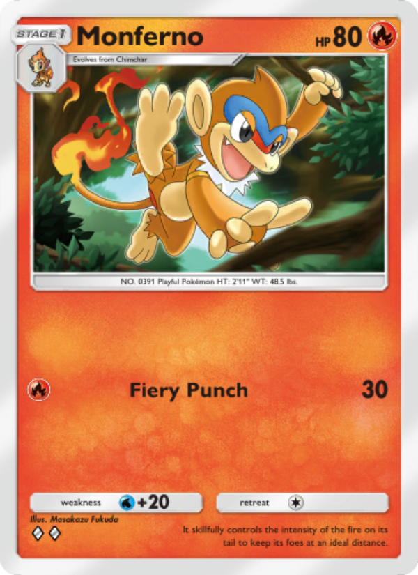 Monferno 028/207 — Space-Time Smackdown (English Pokémon TCG card)