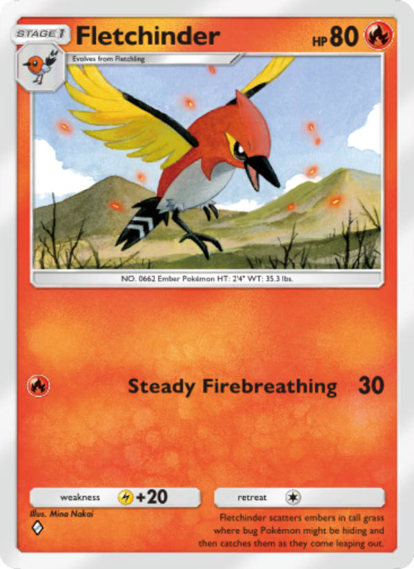 Fletchinder 028/239 — Celestial Guardians (English Pokémon TCG card)