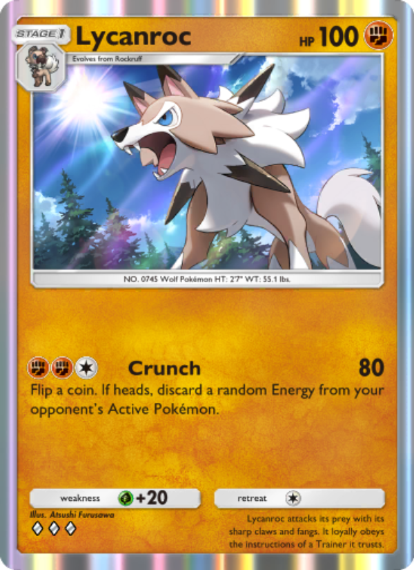 Lycanroc 100/239 — Celestial Guardians (English Pokémon TCG card)