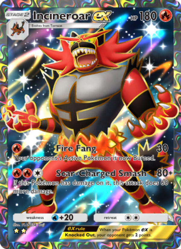 Incineroar ex 182/239 — Celestial Guardians (English Pokémon TCG card)