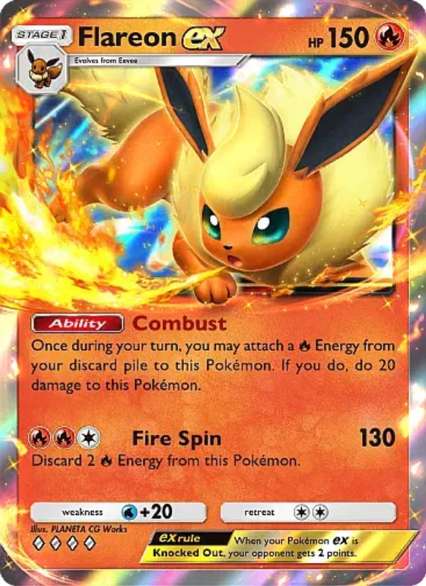 Flareon ex 009/107 — Eevee Grove (English Pokémon TCG card)