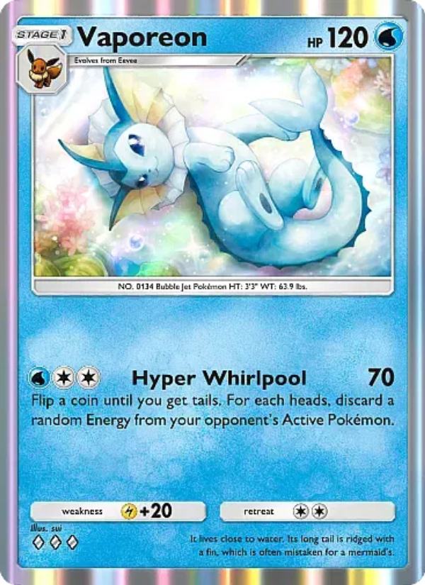Vaporeon 016/107 — Eevee Grove (English Pokémon TCG card)