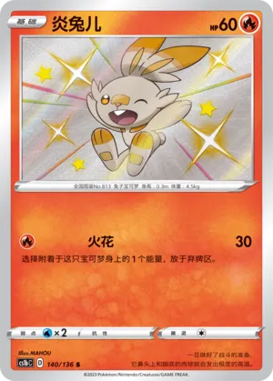 Scorbunny 140 — Dynamax Clash (Flame) (Chinese Pokémon TCG card)