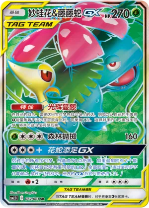 Venusaur & Snivy-GX 062 — Striking Competition (Chinese Pokémon TCG card)