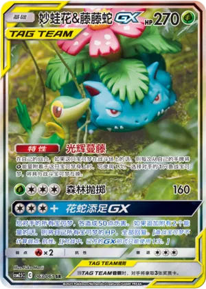 Venusaur & Snivy-GX 063 — Striking Competition (Chinese Pokémon TCG card)