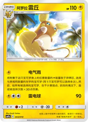 Alolan Raichu 003 — Battle Party Set (Lightning Modification Pack) (Chinese Pokémon TCG card)