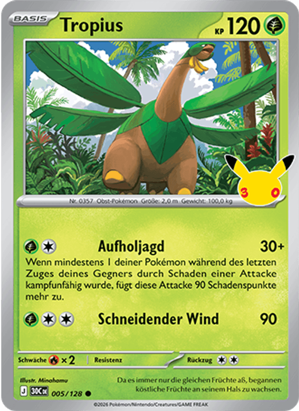Tropius 005 — 30 Jahre (German Pokémon TCG card)