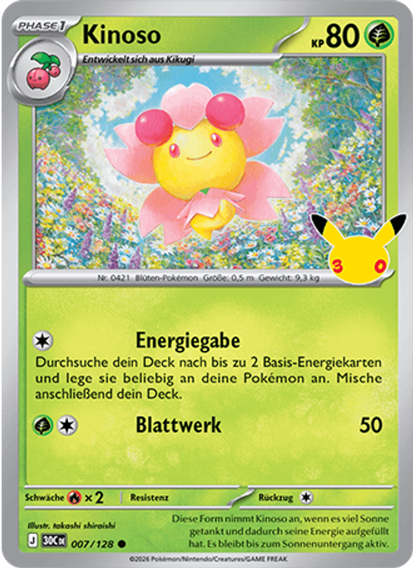Kinoso 007 — 30 Jahre (German Pokémon TCG card)
