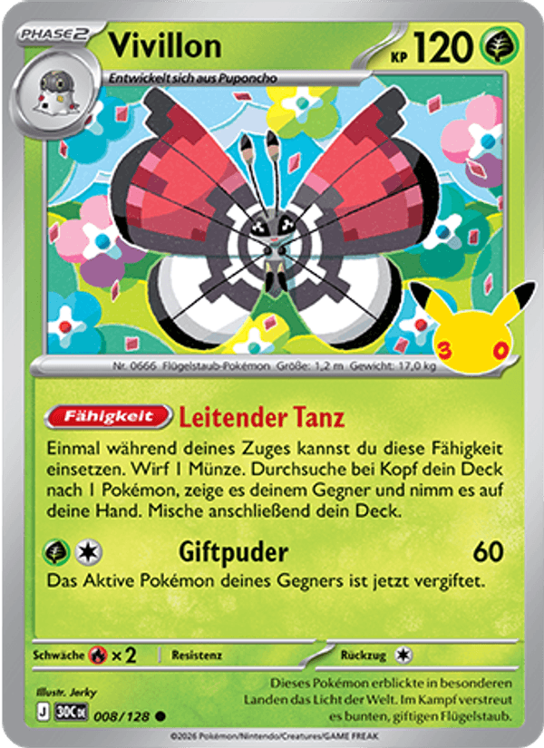 Vivillon 008 — 30 Jahre (German Pokémon TCG card)
