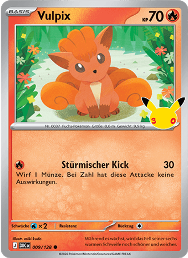 Vulpix 009 — 30 Jahre (German Pokémon TCG card)