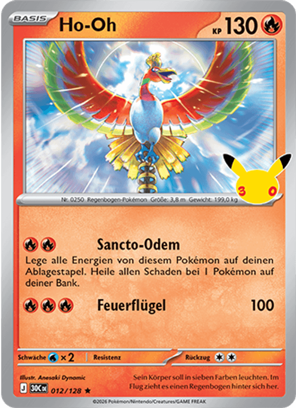 Ho-Oh 012 — 30 Jahre (German Pokémon TCG card)