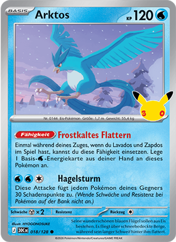 Arktos 018 — 30 Jahre (German Pokémon TCG card)