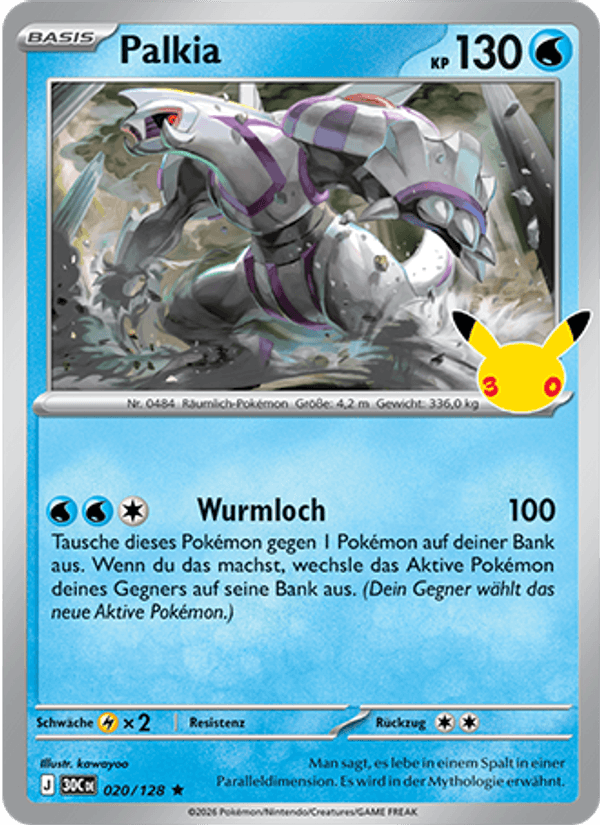 Palkia 020 — 30 Jahre (German Pokémon TCG card)