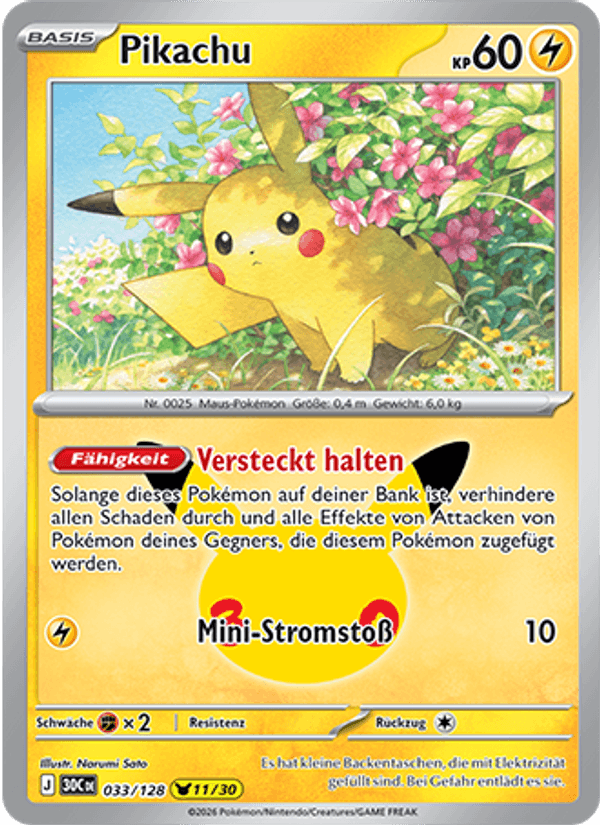 Pikachu 033 — 30 Jahre (German Pokémon TCG card)