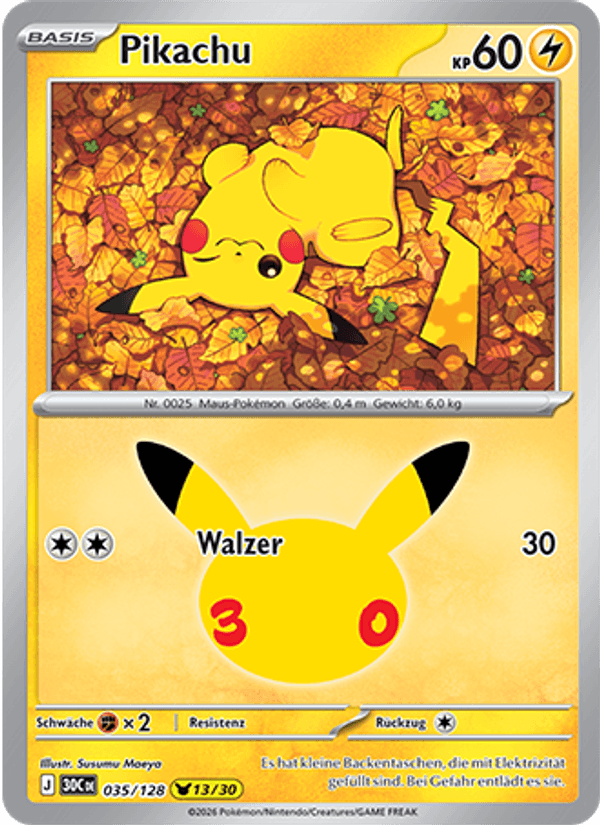 Pikachu 035 — 30 Jahre (German Pokémon TCG card)