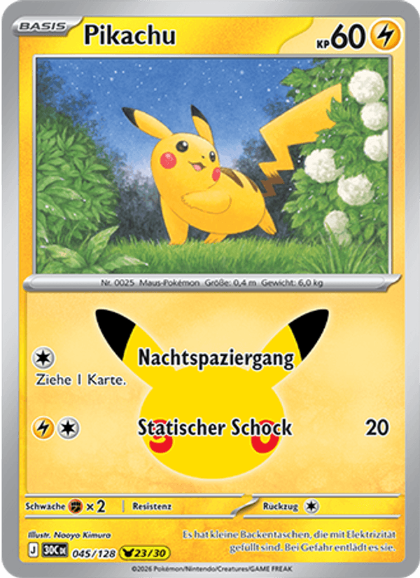 Pikachu 045 — 30 Jahre (German Pokémon TCG card)