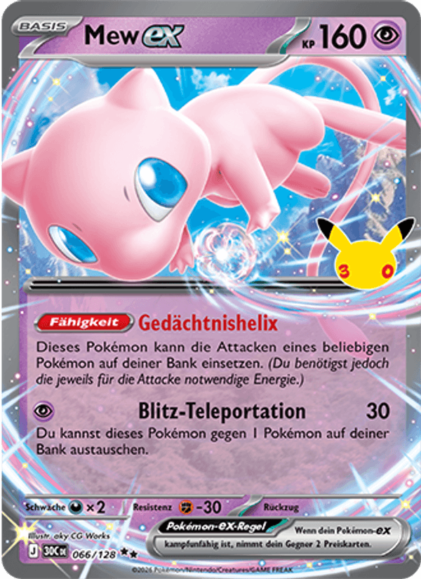 Mew-ex 066 — 30 Jahre (German Pokémon TCG card)