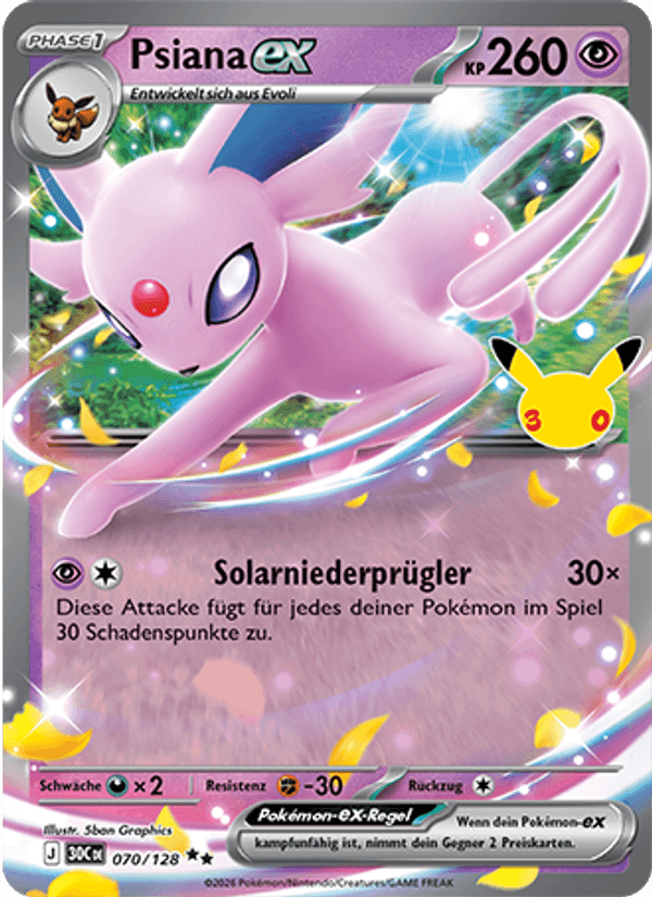 Psiana-ex 070 — 30 Jahre (German Pokémon TCG card)