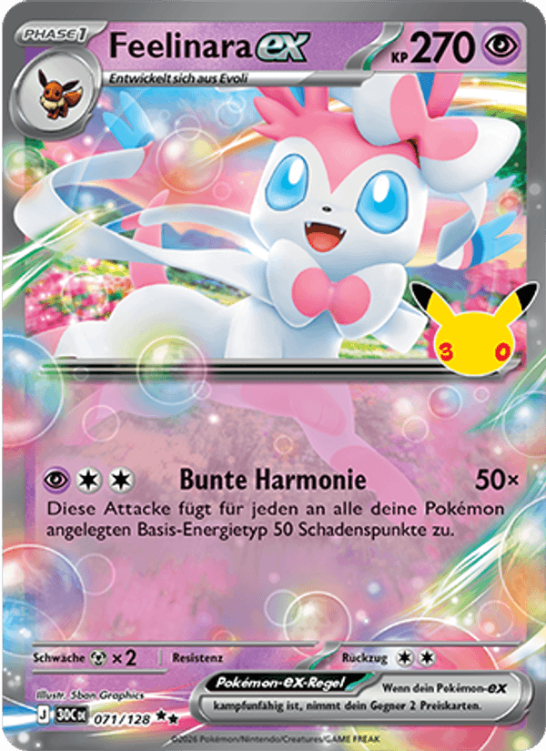 Feelinara-ex 071 — 30 Jahre (German Pokémon TCG card)