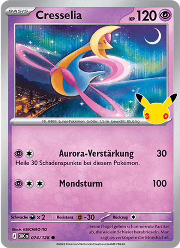 Cresselia 074 — 30 Jahre (German Pokémon TCG card)