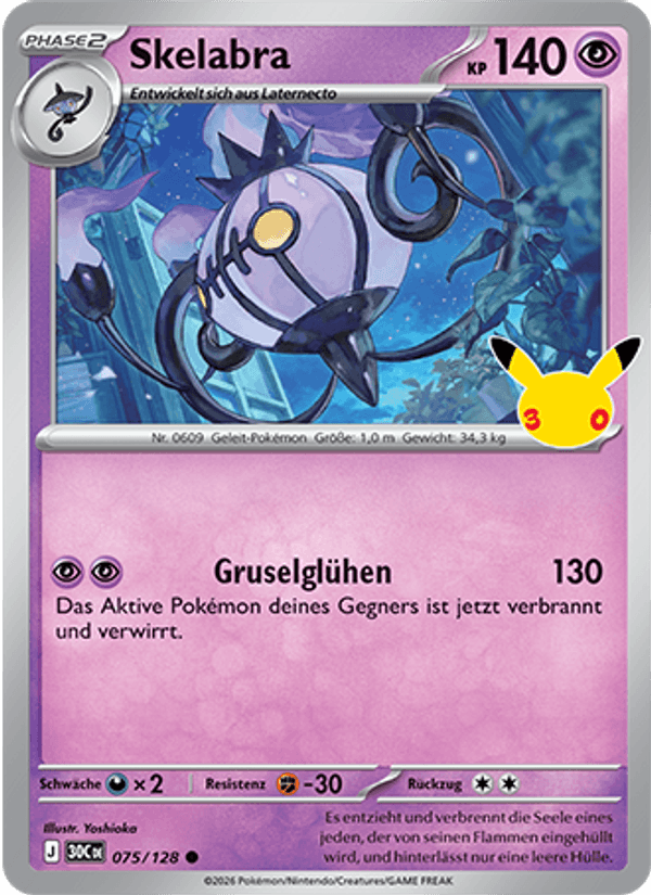 Skelabra 075 — 30 Jahre (German Pokémon TCG card)
