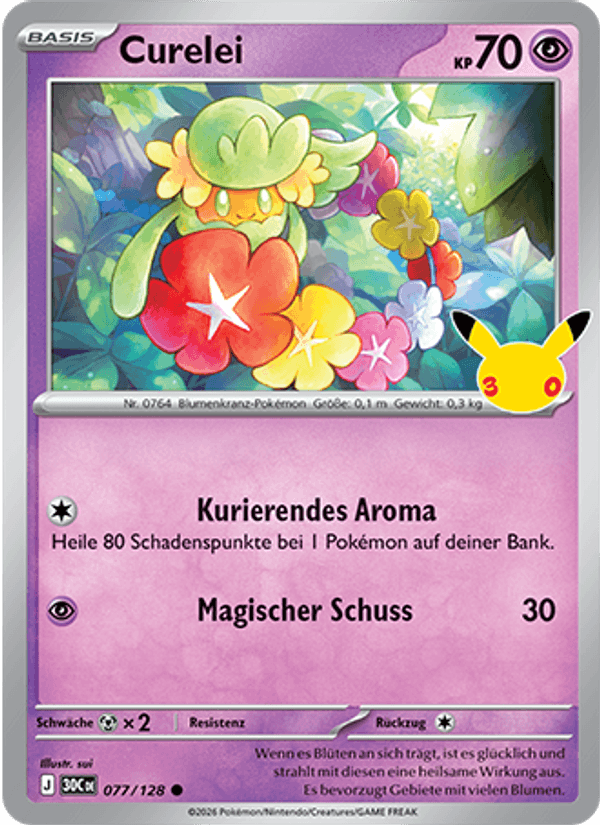 Curelei 077 — 30 Jahre (German Pokémon TCG card)