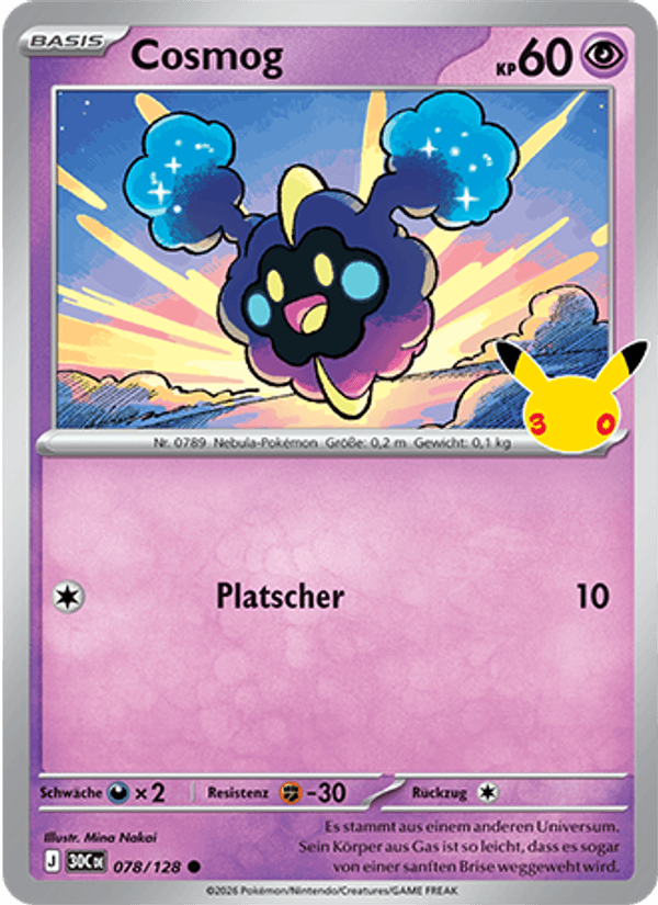 Cosmog 078 — 30 Jahre (German Pokémon TCG card)