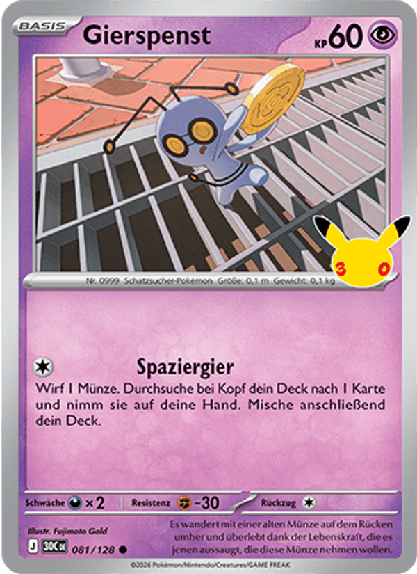 Gierspenst 081 — 30 Jahre (German Pokémon TCG card)