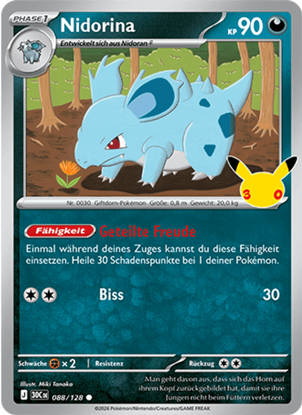 Nidorina 088 — 30 Jahre (German Pokémon TCG card)