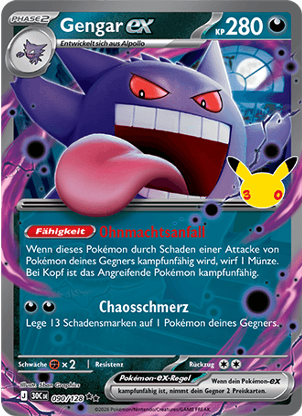 Gengar-ex 090 — 30 Jahre (German Pokémon TCG card)