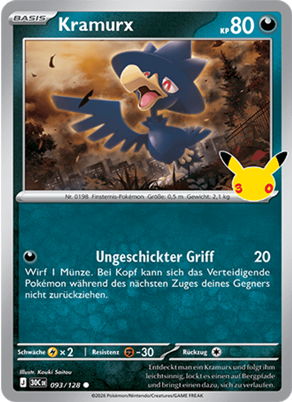 Kramurx 093 — 30 Jahre (German Pokémon TCG card)