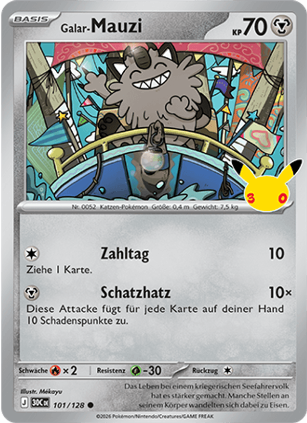 Galar-Mauzi 101 — 30 Jahre (German Pokémon TCG card)