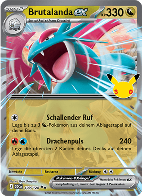 Brutalanda-ex 109 — 30 Jahre (German Pokémon TCG card)