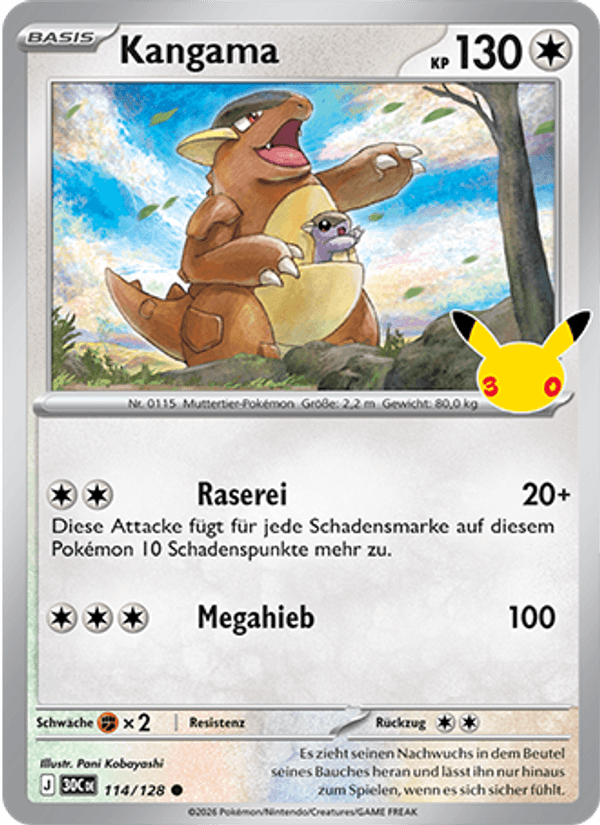 Kangama 114 — 30 Jahre (German Pokémon TCG card)