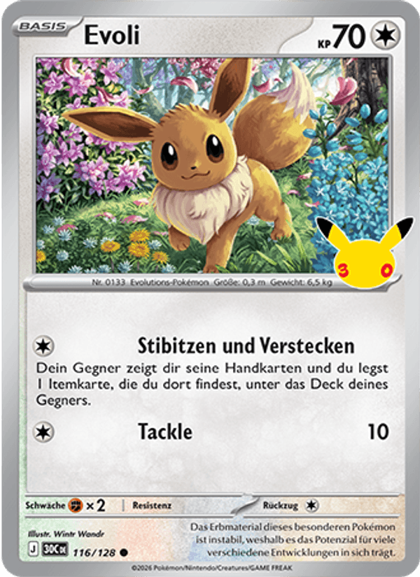 Evoli 116 — 30 Jahre (German Pokémon TCG card)