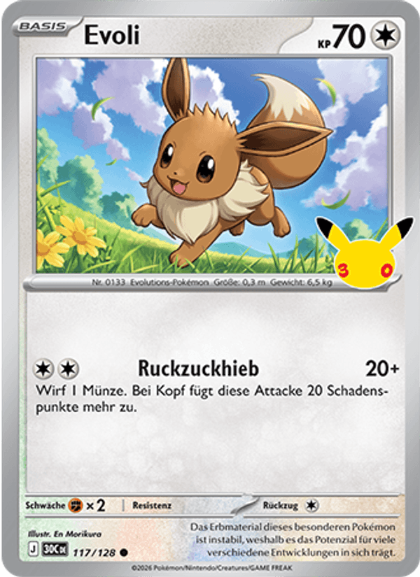 Evoli 117 — 30 Jahre (German Pokémon TCG card)