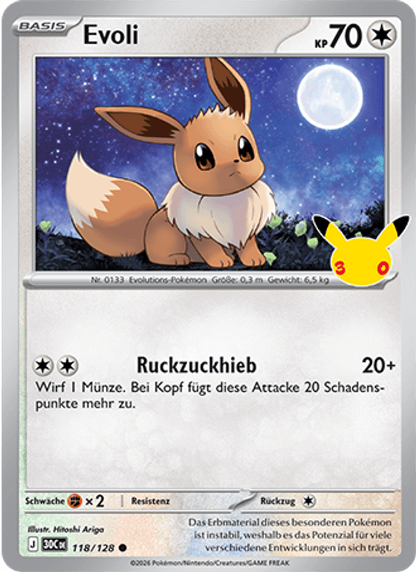Evoli 118 — 30 Jahre (German Pokémon TCG card)