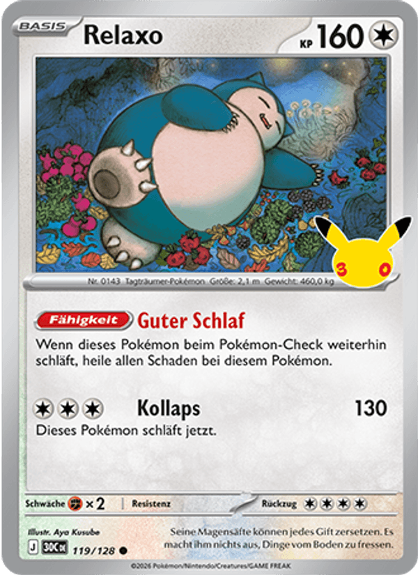 Relaxo 119 — 30 Jahre (German Pokémon TCG card)
