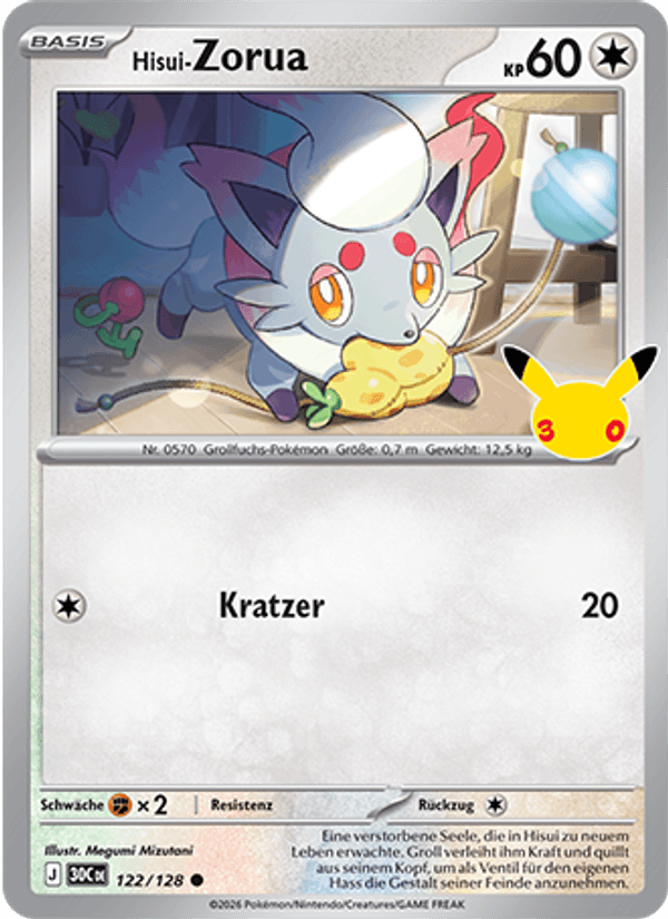 Hisui-Zorua 122 — 30 Jahre (German Pokémon TCG card)