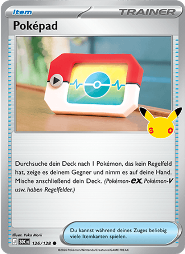 Poképad 126 — 30 Jahre (German Pokémon TCG card)
