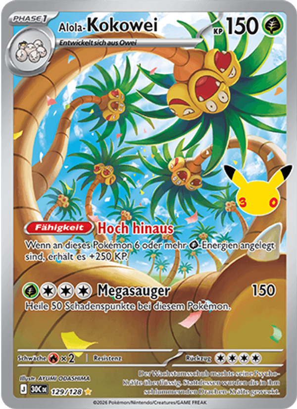 Alola-Kokowei 129 — 30 Jahre (German Pokémon TCG card)
