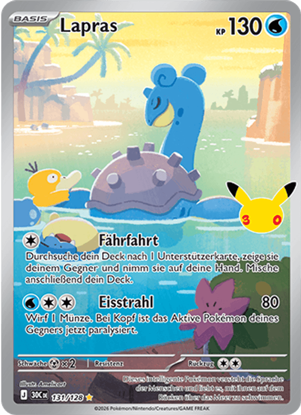 Lapras 131 — 30 Jahre (German Pokémon TCG card)