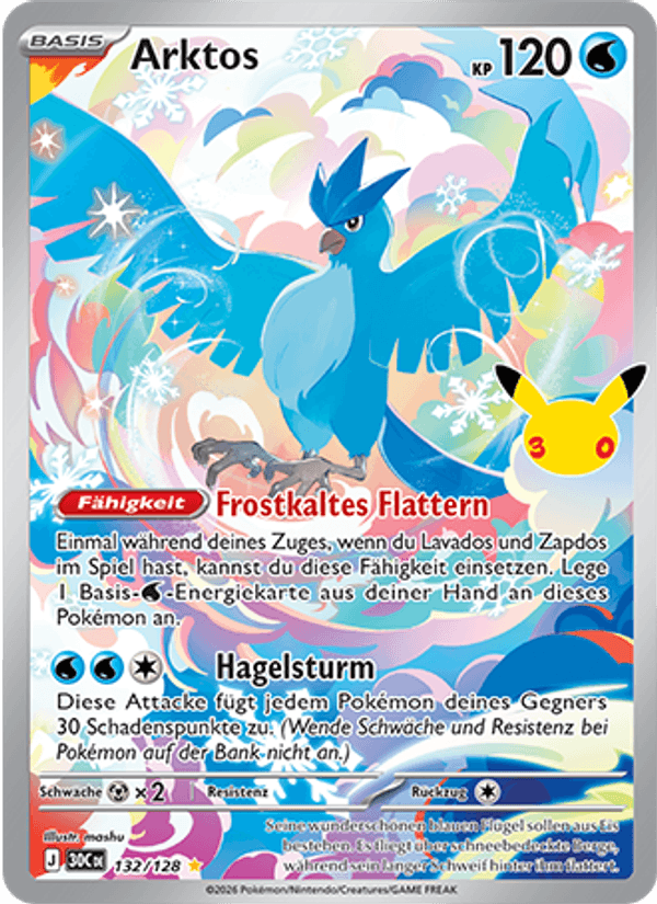 Arktos 132 — 30 Jahre (German Pokémon TCG card)