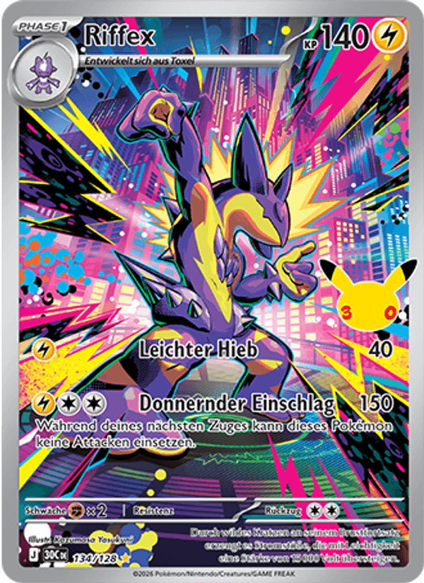 Riffex 134 — 30 Jahre (German Pokémon TCG card)