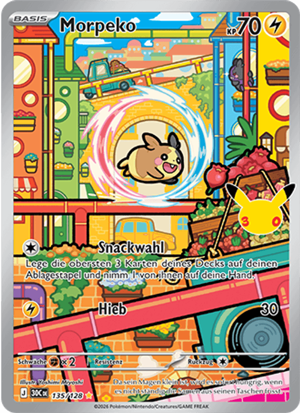Morpeko 135 — 30 Jahre (German Pokémon TCG card)