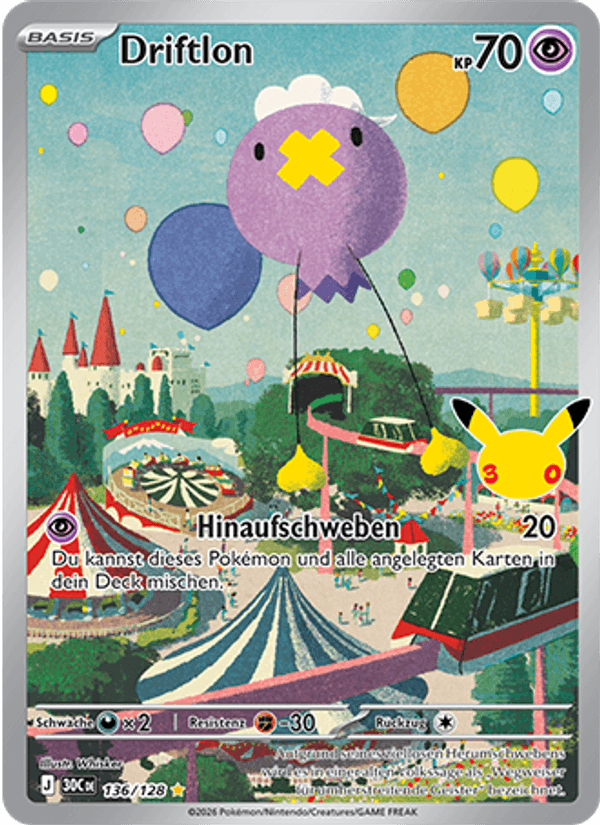 Driftlon 136 — 30 Jahre (German Pokémon TCG card)