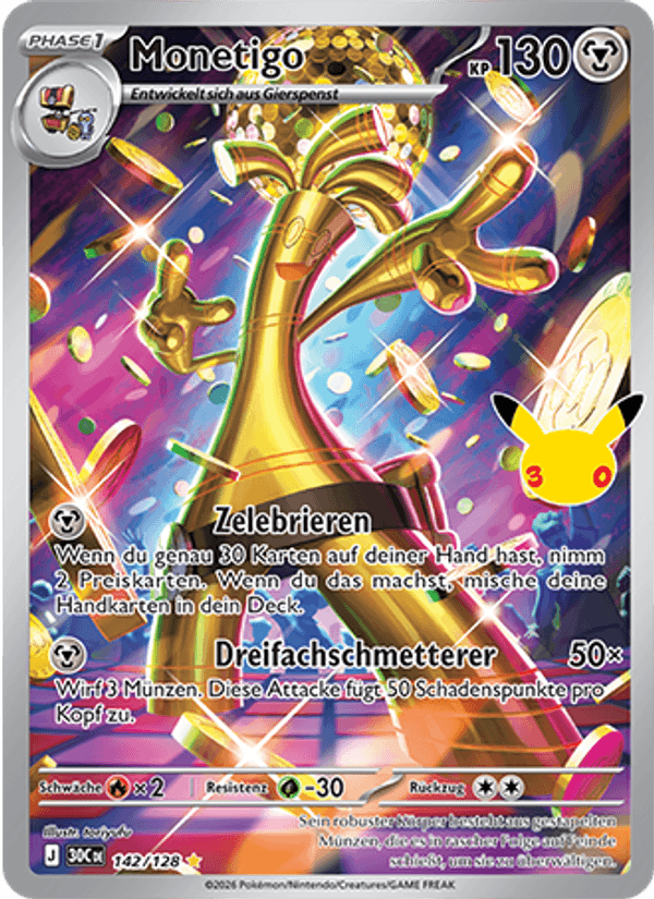 Monetigo 142 — 30 Jahre (German Pokémon TCG card)