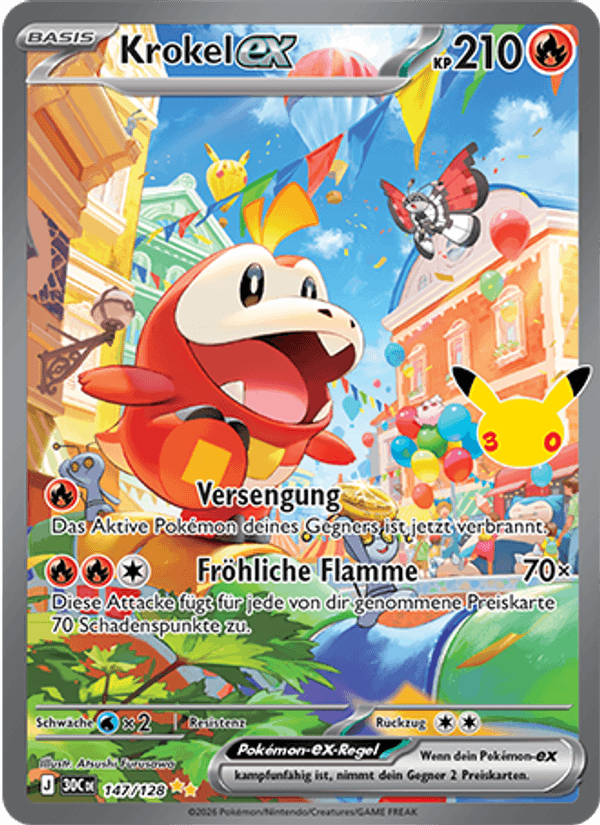 Krokel-ex 147 — 30 Jahre (German Pokémon TCG card)