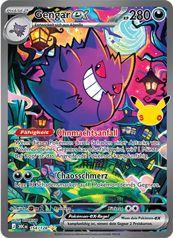 Gengar-ex 154 — 30 Jahre (German Pokémon TCG card)